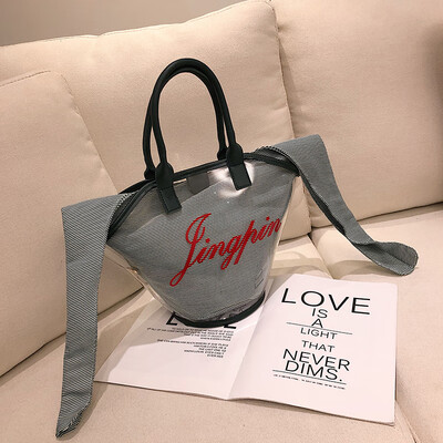 

Transparent bag handbags new 2019 spring&summer wild handbag fashion Korean version of the large-capacity single shoulder mother bag