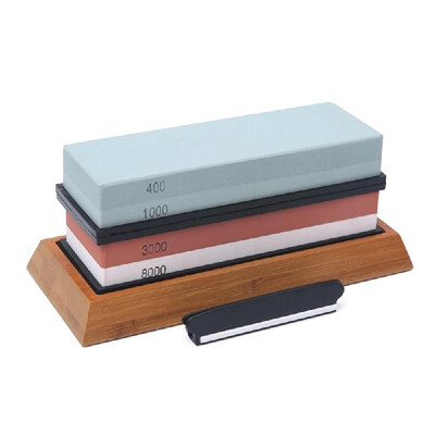 

4001000 30008000 Grit Sharpening Stone Double-sided Whetstone Cut Set With Non-Slip Bamboo Base&Free Angle Guide