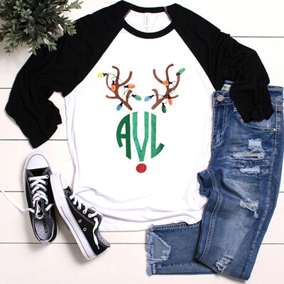 

Tailored Christmas Women O-Neck Long Sleeve Elk Printing T-shirt Casual Blouse Tops