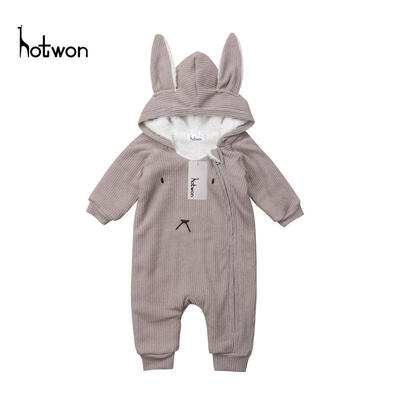

Toddler Newborn Baby Boys Girls Rabbit Ears Hooded Romper Jumpsuit Outfits Set