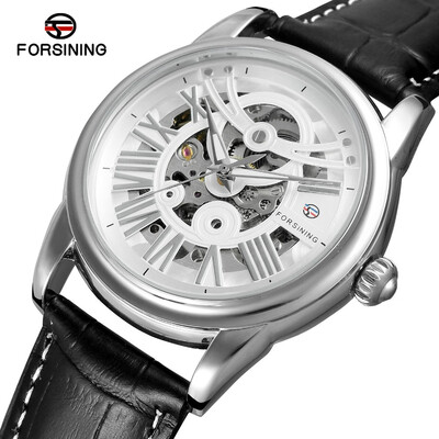 

FORSINING automatic mechanical watch waterproof fine leather belt full hollow male watch mechanical watch mens watch