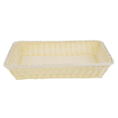 

Square Woven Wicker Basket Iron Frame Imitation Rattan Bread Food Holder