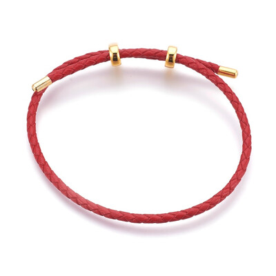 

Leather Bracelet Making with Stainless Steel Finding Golden Red 11-38"29cmx3mm