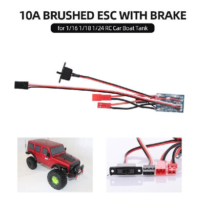 

2Pcs 2S 10A Brushed ESC Electronic Speed Controller with 5V1A BEC for 116 118 124 RC Car Boat Tank w Brake