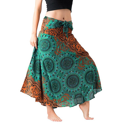 

Roseonmyhand Women Long Hippie Bohemian Gypsy Boho Flowers Elastic Floral Hlater Skirt