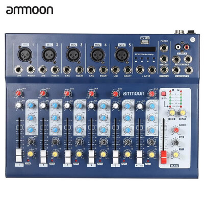 

ammoon F7-USB 7-Channel Digital Mic Line Audio Sound Mixer Mixing Console with USB Input 48V Phantom Power 3 Bands Equalizer for R