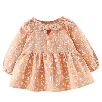 

Baby Girls Spring Dress Kids Cartoon Print Dresses Cotton Long Sleeve Princess Sundress Outfits