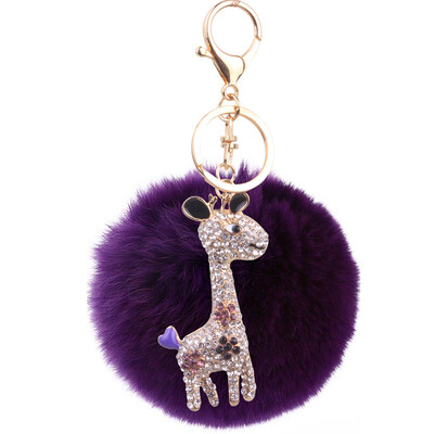 

8cm cents rex rabbit fur ball giraffe keychain plush accessories bag pendant