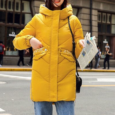 

Roseonmyhand Women Fashion Loose Outerwear Long Cotton-padded Jackets Pocket Hooded Coats