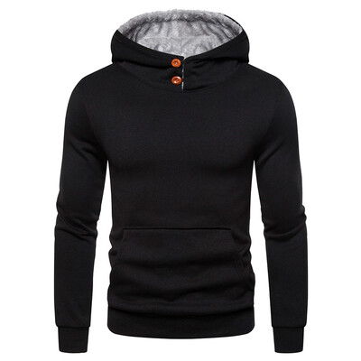 

Toponeto Men Autum Winter Long Sleeve Hooded Sweatshirt Solid Color Outwear Tops Blouse