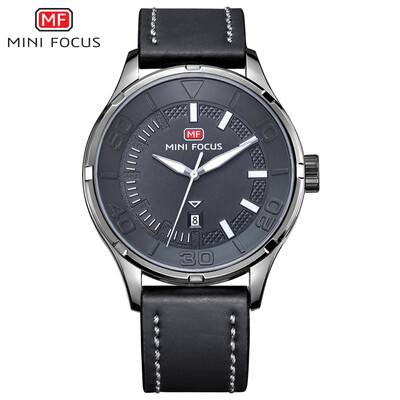 

MINI FOCUS European&American mens watch quartz watch trend big three-pin waterproof leather strap