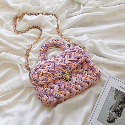 

Small square bag woven handbags new 2019 Messenger bag summer small fresh fashion wild handbag