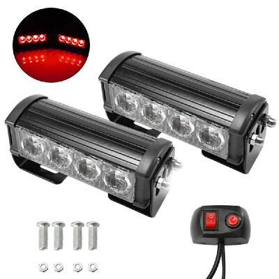 

2PCS 7-Flashing Mode 12V 4 LED Strobe Flash Grille Light Warning Hazard Emergency Lamp Car Truck Waterproof