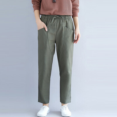 

Tailored Fashion Womens Cotton Long Cropped pants Ladies Casual Pocket Pants