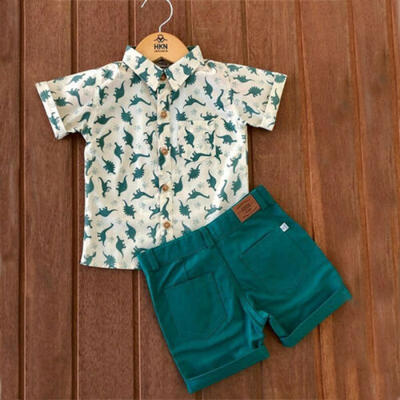 

Summer Toddler Kid Baby Boy Clothes Outfits Dinosaur Print Shirt Short Pants Set