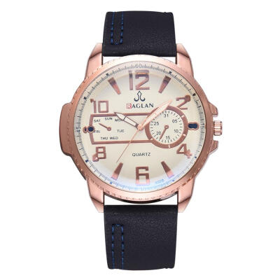 

Fashion PU Leather Strap Analog Quartz Watch Men Casual Big Dial Wristwatch