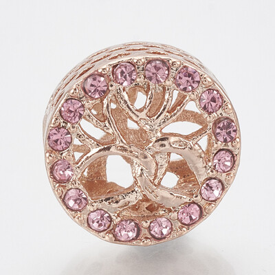 

Alloy Rhinestone European Beads Large Hole Beads Hollow Column Rose Gold Light Rose 115x9mm Hole 5mm