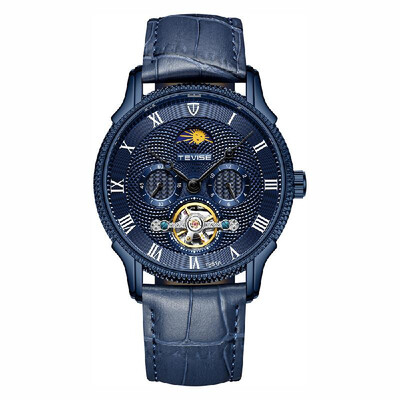

TEVISE T851A Business Men Mechanical Watch Moon Phase Second Hour Display Timer Three Sub-Dials Fashion Casual Stainless Steel Str