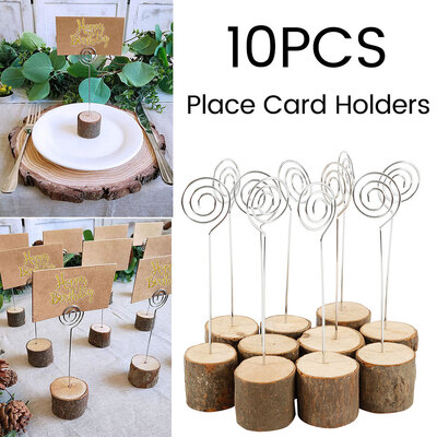 

10pcs DIY Stump Shape Photo Note Clip Retro Card Holders Wooden Base Shaped Veneer Stump Photo Clip Home Wedding Party Decoration