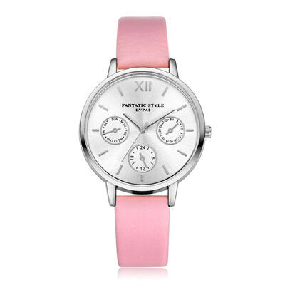 

Hot Sale Womens Watches Simple Scale Disc Ladies Quartz Movement Wristwatch Silver Border Leather Strap Clock Montre Femme