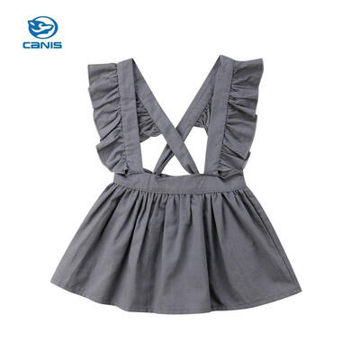 

Toddler Baby Girl Ruffel Sleeveless Cross Strap Princess Dress Kids Clothes