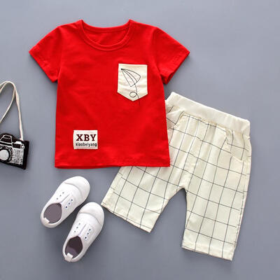 

Boys Casual Clothing Set Short Sleeve Basic T-shirt Shorts Cotton Outfits