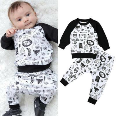 

Infant Baby Boy Clothes Animal Cartoon Tops T-shirt Leggings Pants Outfit Autumn