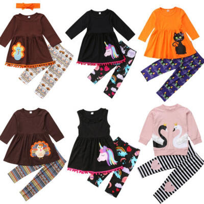 

Toddler Kids Baby Girls Cotton Outfits Unicorn Clothes T Shirt TopsLeggings AU