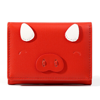 

Tailored Women Short Wallets Cute Pig Purses Small Fold Female Coin Purse Card Holder