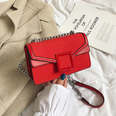 

Chic texture chain bag fashion frosted small square bag new 2019 Korean version of Joker shoulder slung womens bags