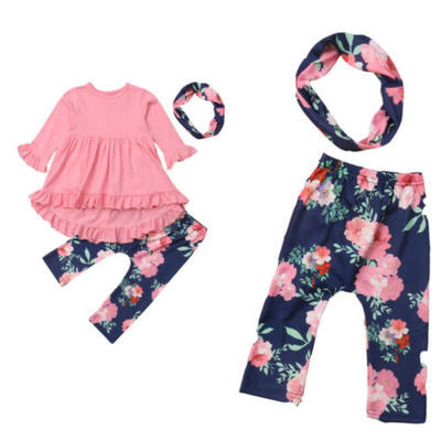 

Toddler Kids Baby Girls Flower Top Dress Pants Leggings Outfits Clothes Ruffle