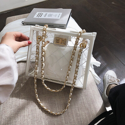 

Chic chain bag womens bag new 2019 net red jelly transparent steamed stuffed bun female buckle shoulder Messenger bag
