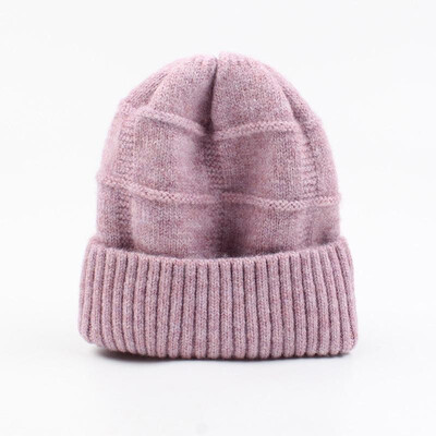

Women Knitted Hat Solid Color Wool Blends Stripe Ribbed Trim Casual Cool Warm Autumn Winter Beanies