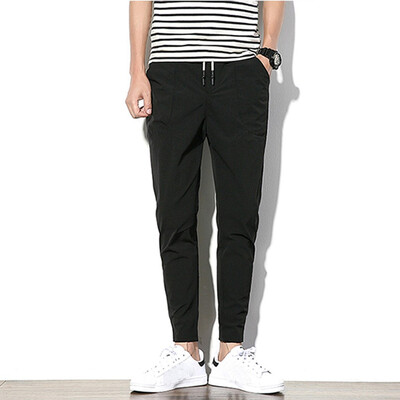 

Tailored Mens Fashion Summer Casual Solid Pocket Drawstring Cotton Long Pants Trouser