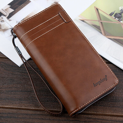 

Tailored Mens Retro Wallet Solid Color Clutch Bag Long Wallet Multi-Card Position
