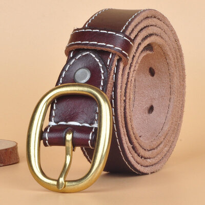 

Ladies leather belt casual wild denim belt female simple retro top layer cowhide washed soft