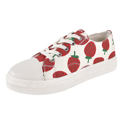 

Strawberry sneakers retro-Hong Kong Wind White Shoes Female Spring Style&Korean Version Student Canvas Shoes Female