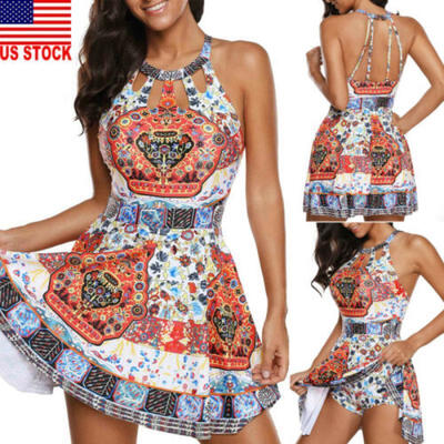 

Womens Plus Size Padded Bikini Swimdress Swimsuit Swimwear Bathing Suit Tankini