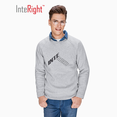 

INTERIGHT round neck&velvet printed sweater ash gray