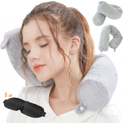 

Siaonvr Portable Memory Foam Travel Pillow Neck Support Head Rest Airplane Cushion