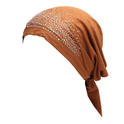 

Fashion Lady Rhinestone Muslim Turban Hat Chemo Cap Hair Loss Hijab Cap Cover