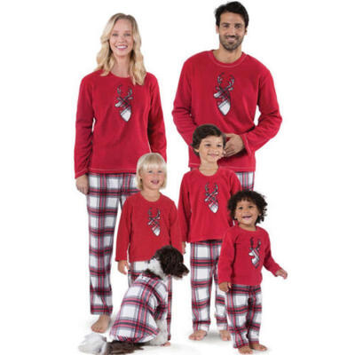

2Pcs Christmas Family Matching Outfits Pajamas Set Adult Men Women Kid Sleepwear