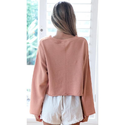 

Women Hoodies Sweatshirt Solid O-Neck Long Sleeve T-Shirt Casual Tracksuit Pullover Top PinkGreyYellow