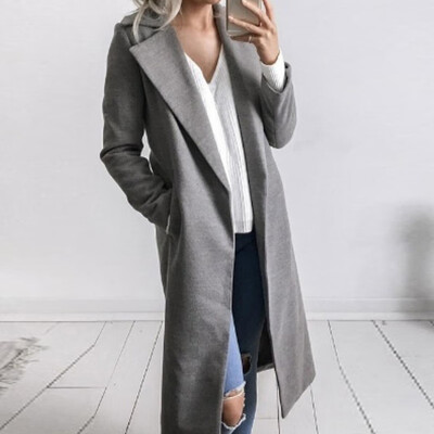 

Womens Loose Lapel Collar Solid Open Front Outwear Winter Warm Work Coat Jacket