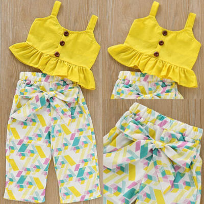 

Toddler Kids Baby Girls Outfits Clothes T-shirt TopsPants 2PCS Set Summer