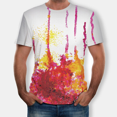 

Toponeto Mens 3D Printed Short Sleeve Shirt Casual Top Loose Blouse Round Neck Tee