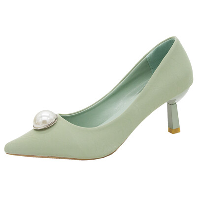 

Fairy Wind Candy High-heeled Shoes Female Xia Han Edition Baitao Pearl Fine-heeled Single Shoes Work Shoes