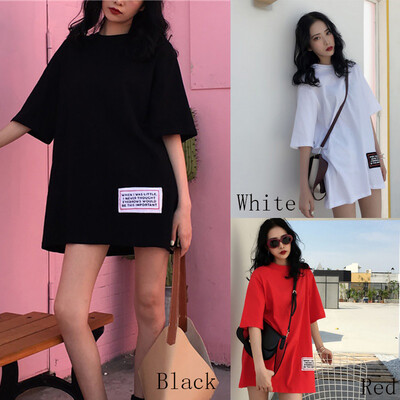 

Womens Short Sleeve O Neck Letter Applique Casual Loose T Shirt