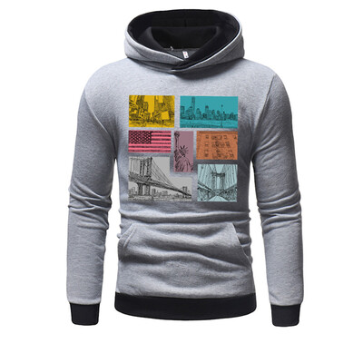

Toponeto Mens Long Sleeve Hooded Solid Color Print Autumn Sweater Turtleneck Sweater