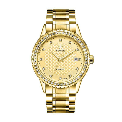 

TEVISE Men Fashion Automatic Mechanical Wrist Watch Luxury Diamond Calendar Waterproof Stainless Steel Watch